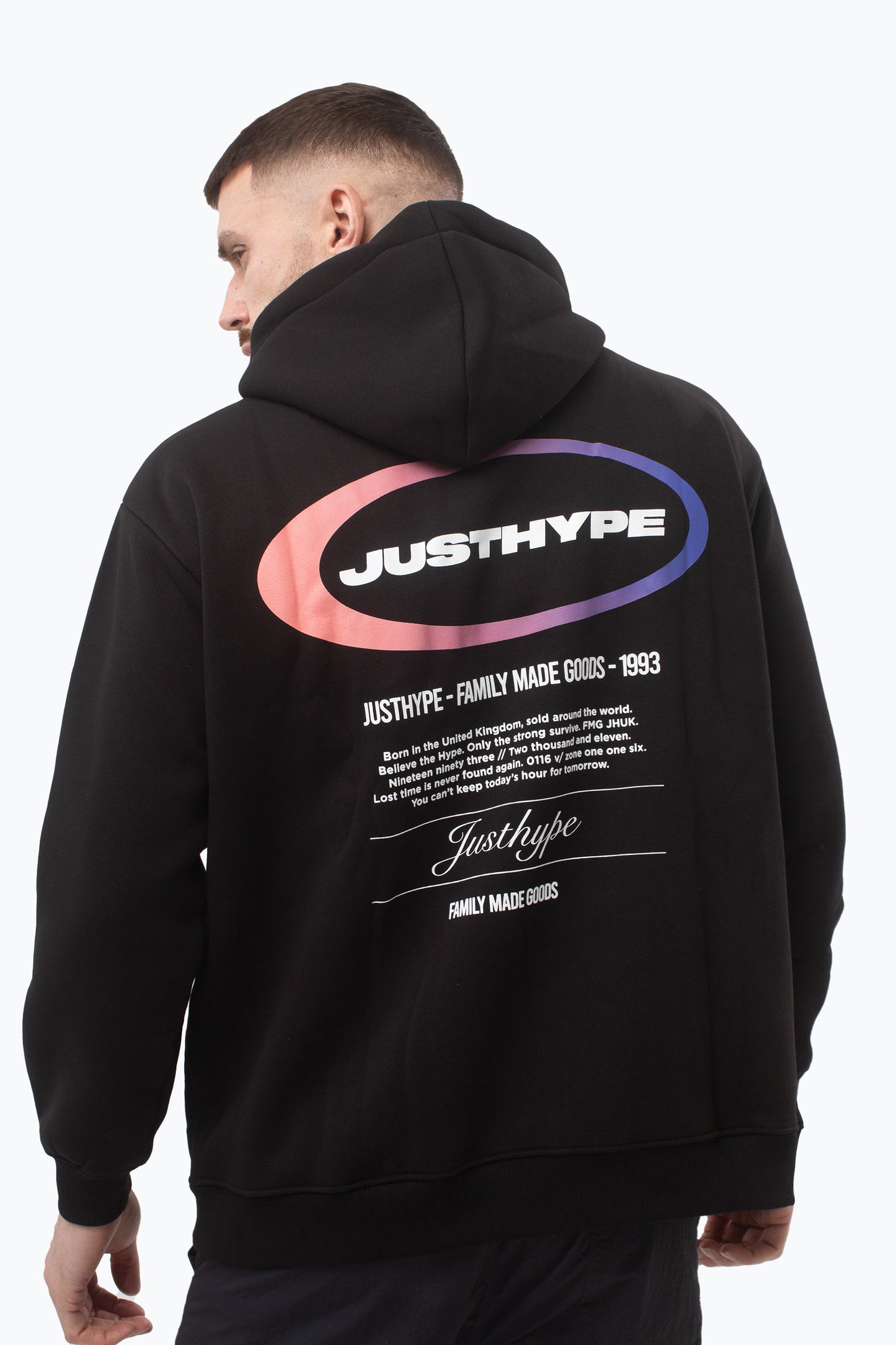 Justhype Mens Black Oval Hoodie