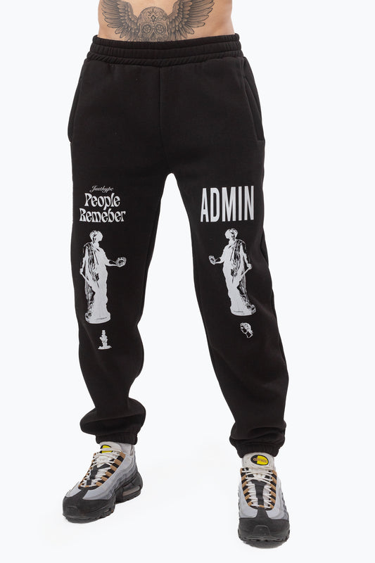 Justhype Mens Black Admin Joggers