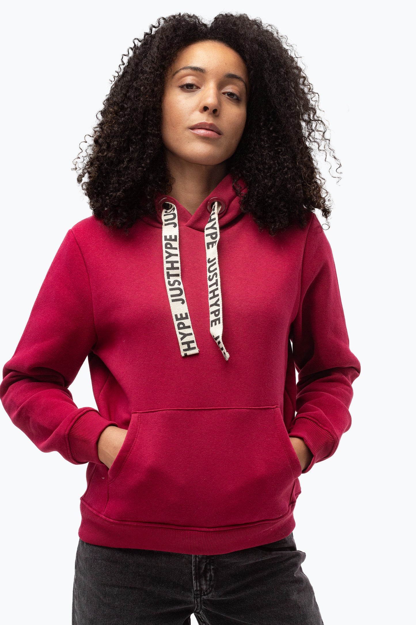 Hype Womens Burgundy Drawstring Hoodie