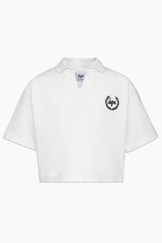 Hype Girls White Script Polo Shirt
