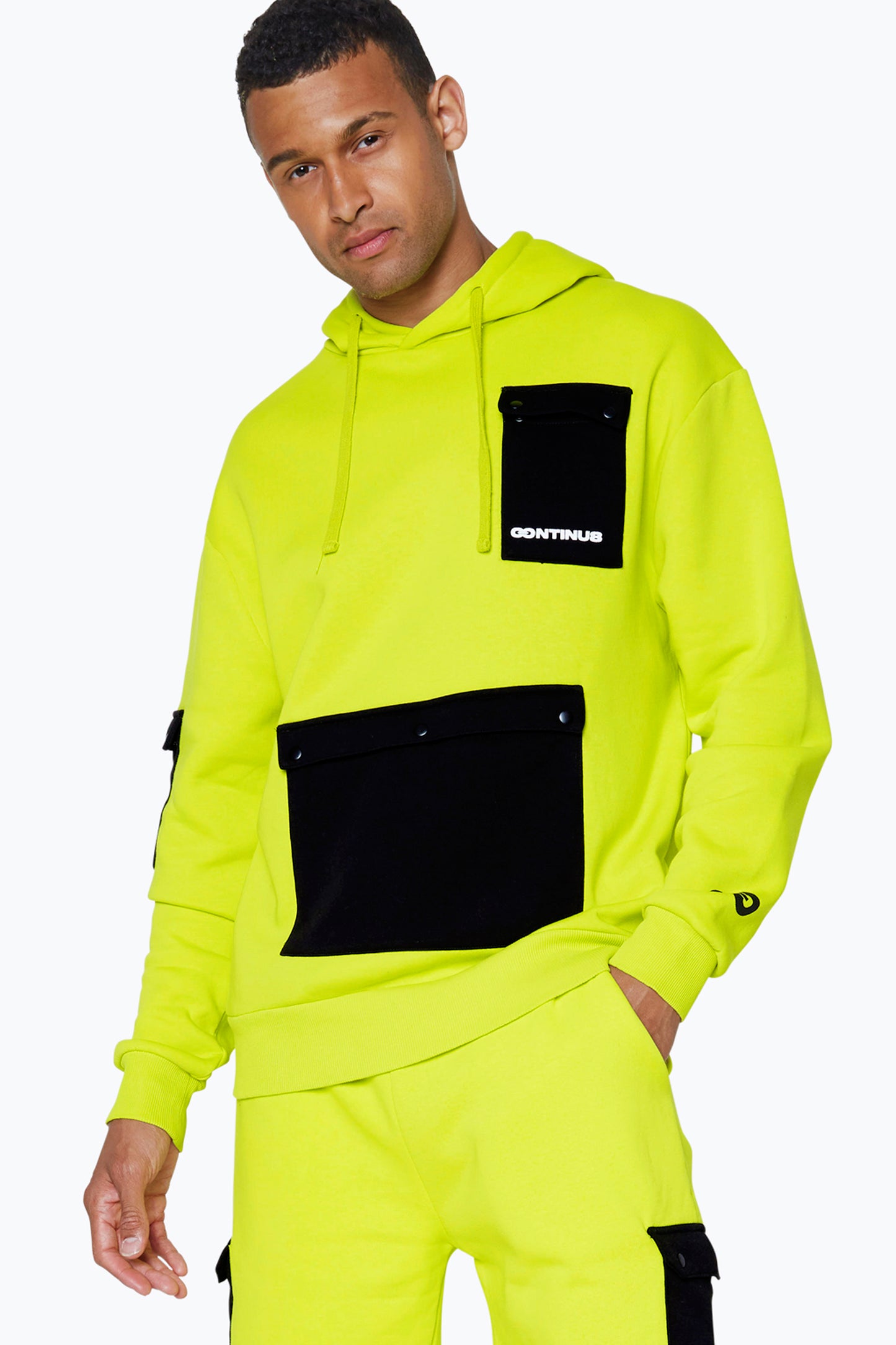 Continu8 Unisex Lemon Cargo Pocket Boxy Hoodie