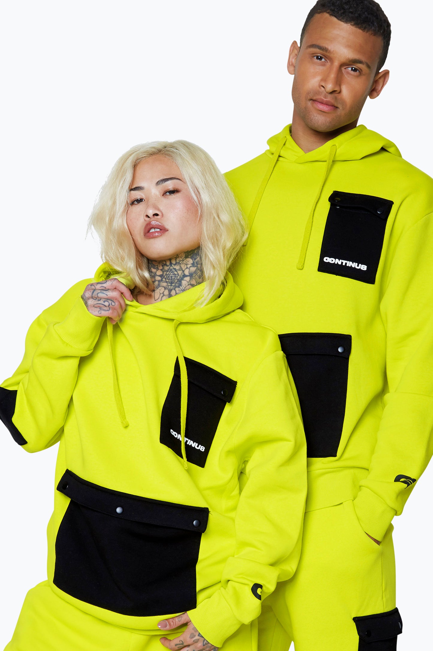 Continu8 Unisex Lemon Cargo Pocket Boxy Hoodie