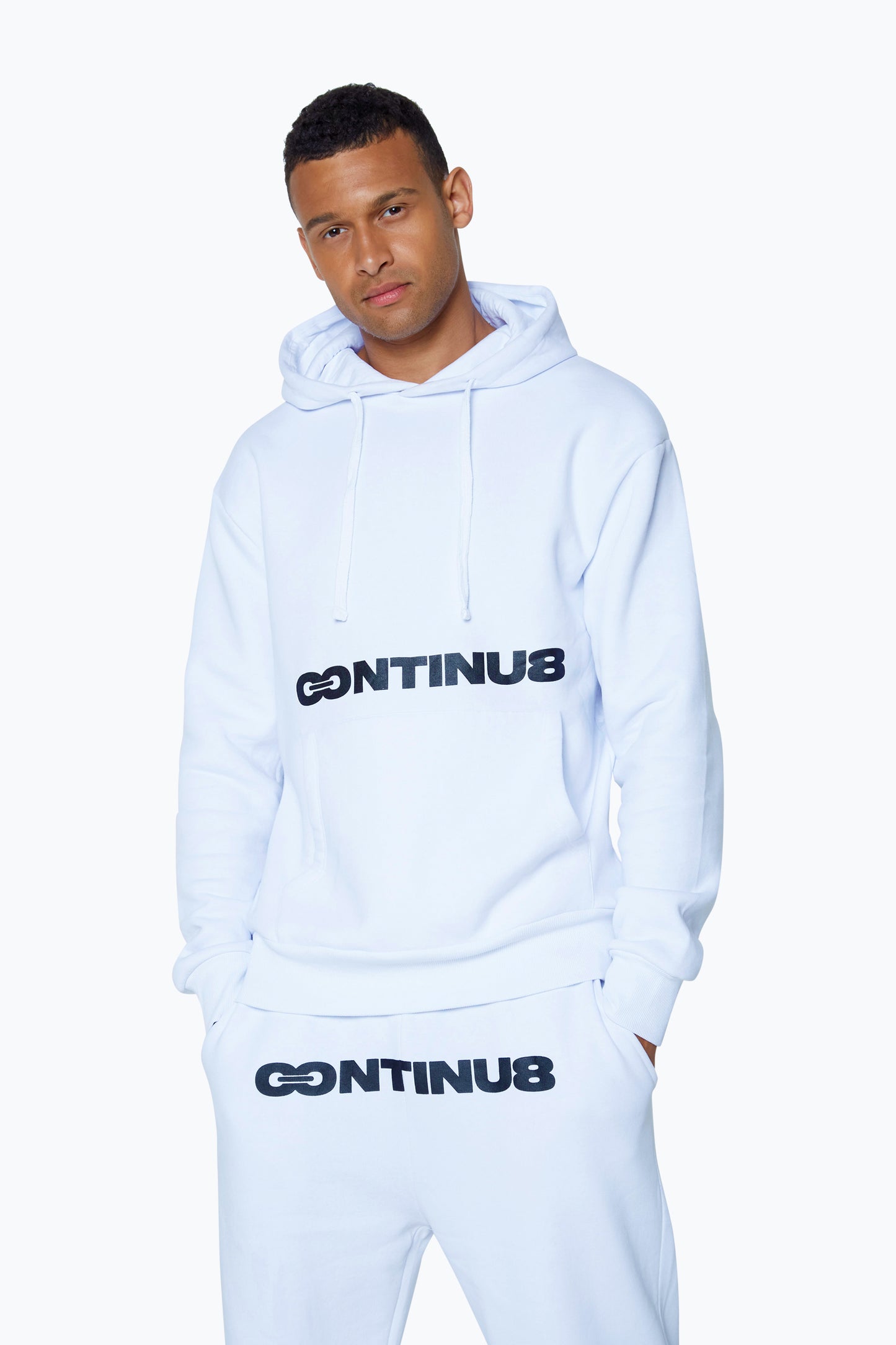 Continu8 Unisex White Boxy Hoodie