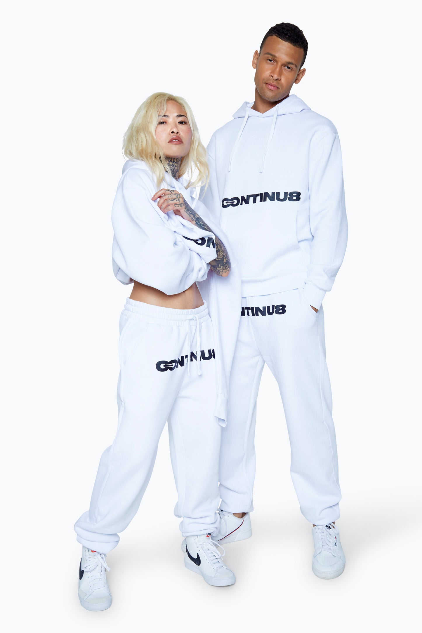 Continu8 Unisex White Boxy Hoodie