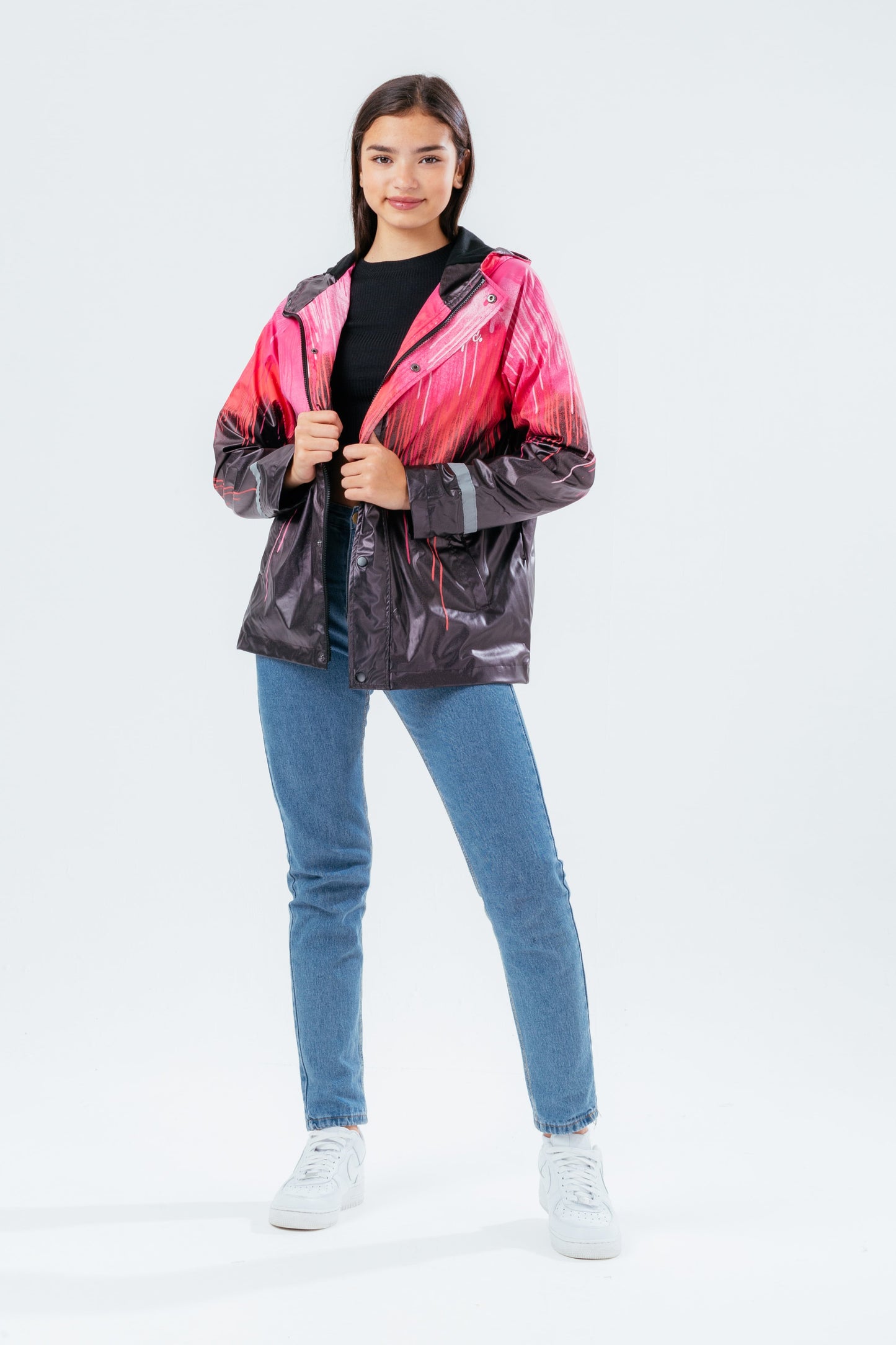 Hype Pink Drip Girls Rain Coat