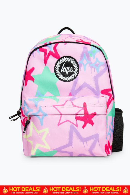Hype Iconic Pink Graffiti Stars Girls Backpack