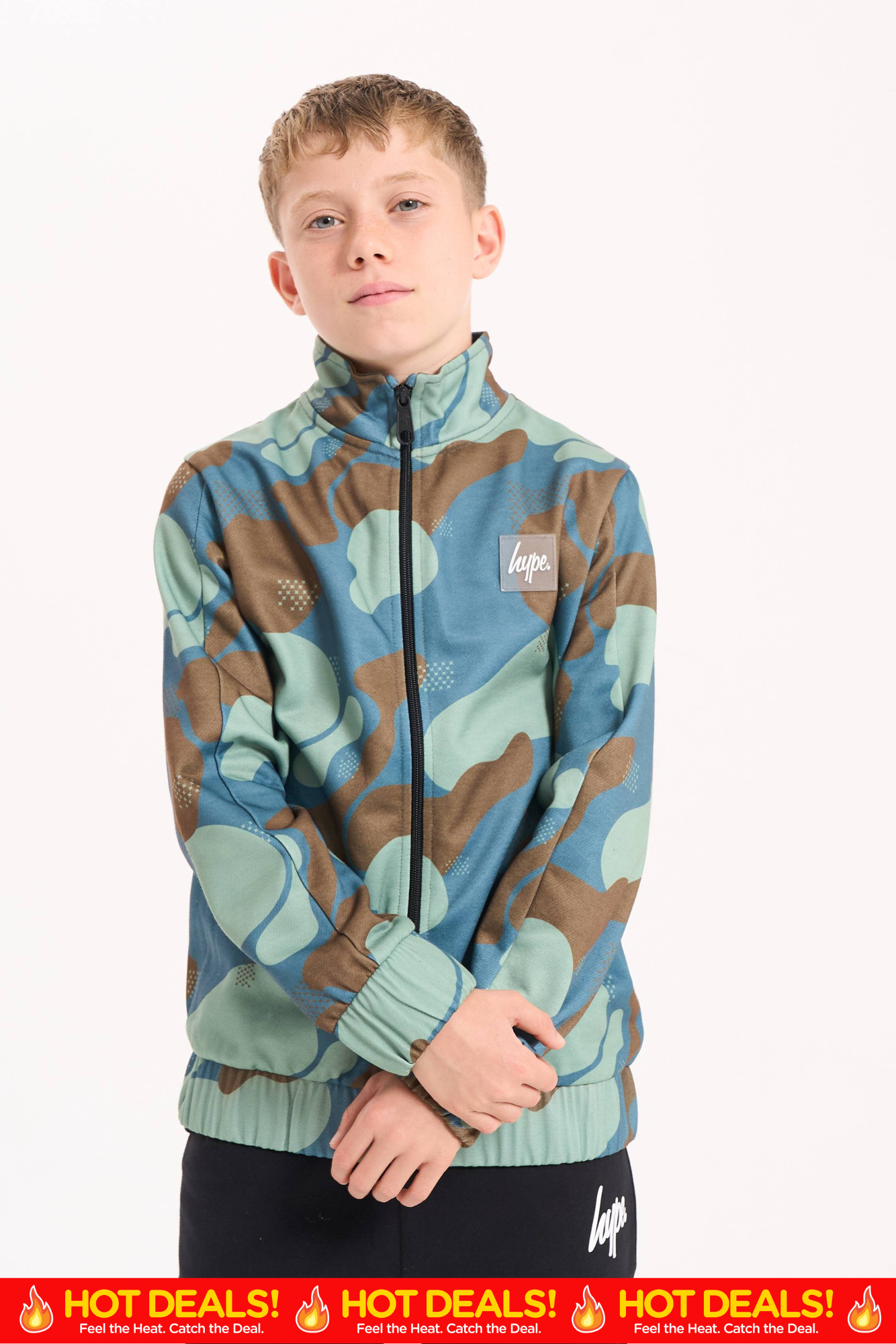 Hype Boys Contour Camo Zip Fleece