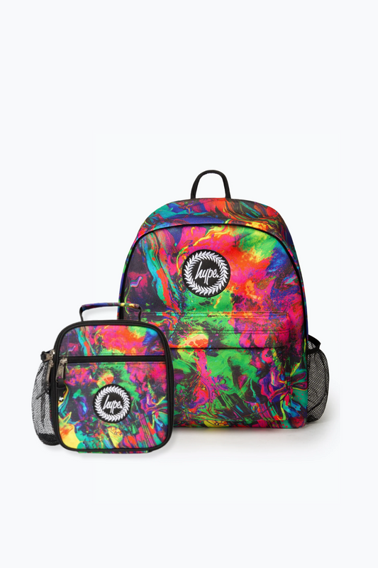 Hype Unisex Multi Abstract Paint Backpack & Lunchbag Bundle