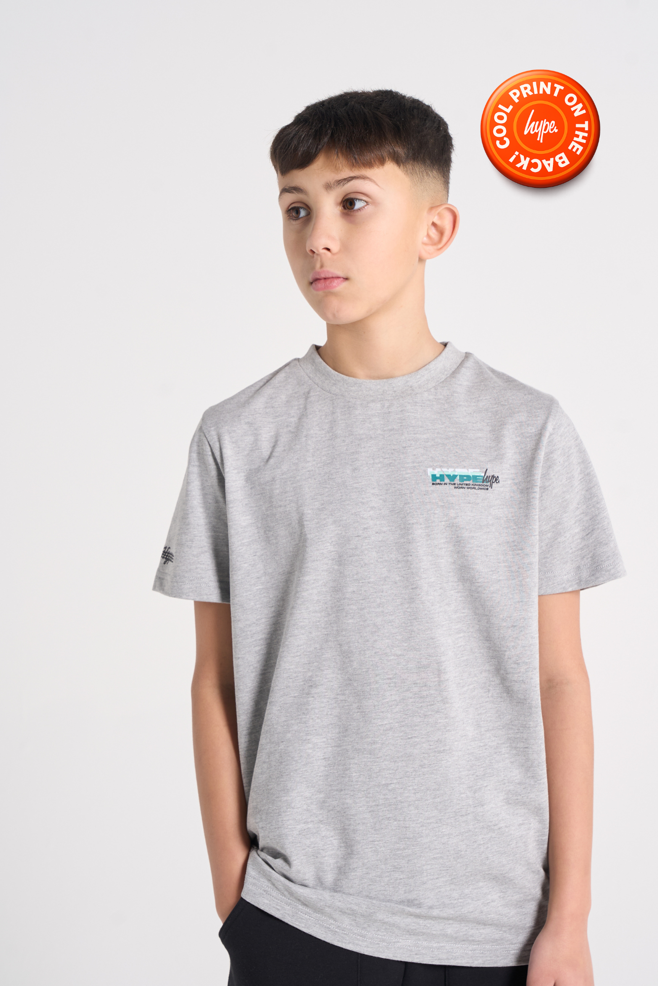 Hype Boys Grey Marl Cosmic T-Shirt