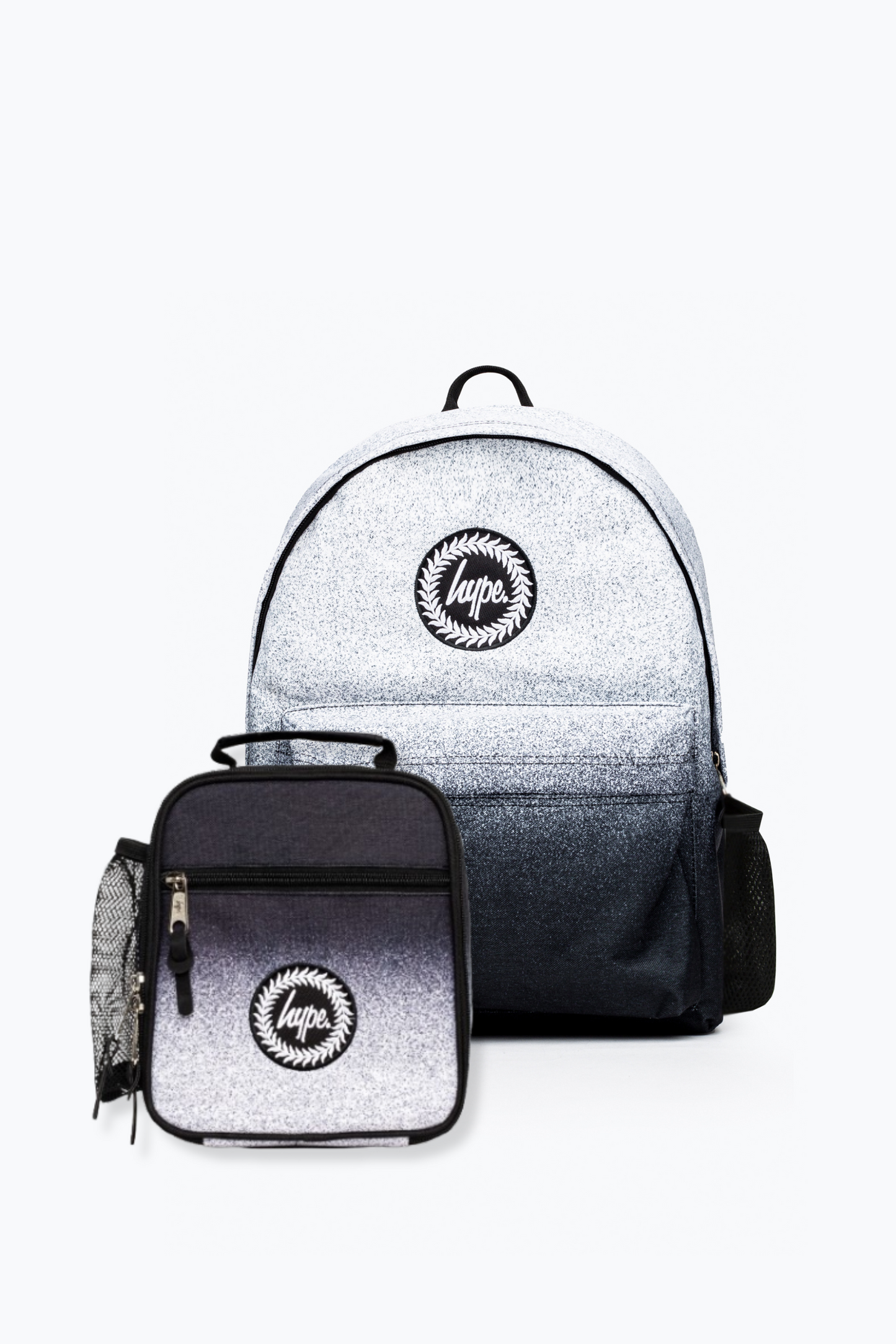 Hype Unisex Multi Black/White Speckle Fade/Backpack & Lunchbag Bundle