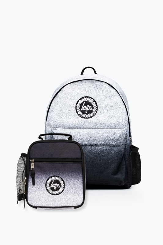Hype Unisex Multi Black/White Speckle Fade/Backpack & Lunchbag Bundle