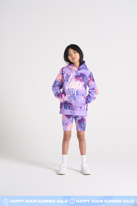 Hype Girls Purple Sparkle Flower Hoodie