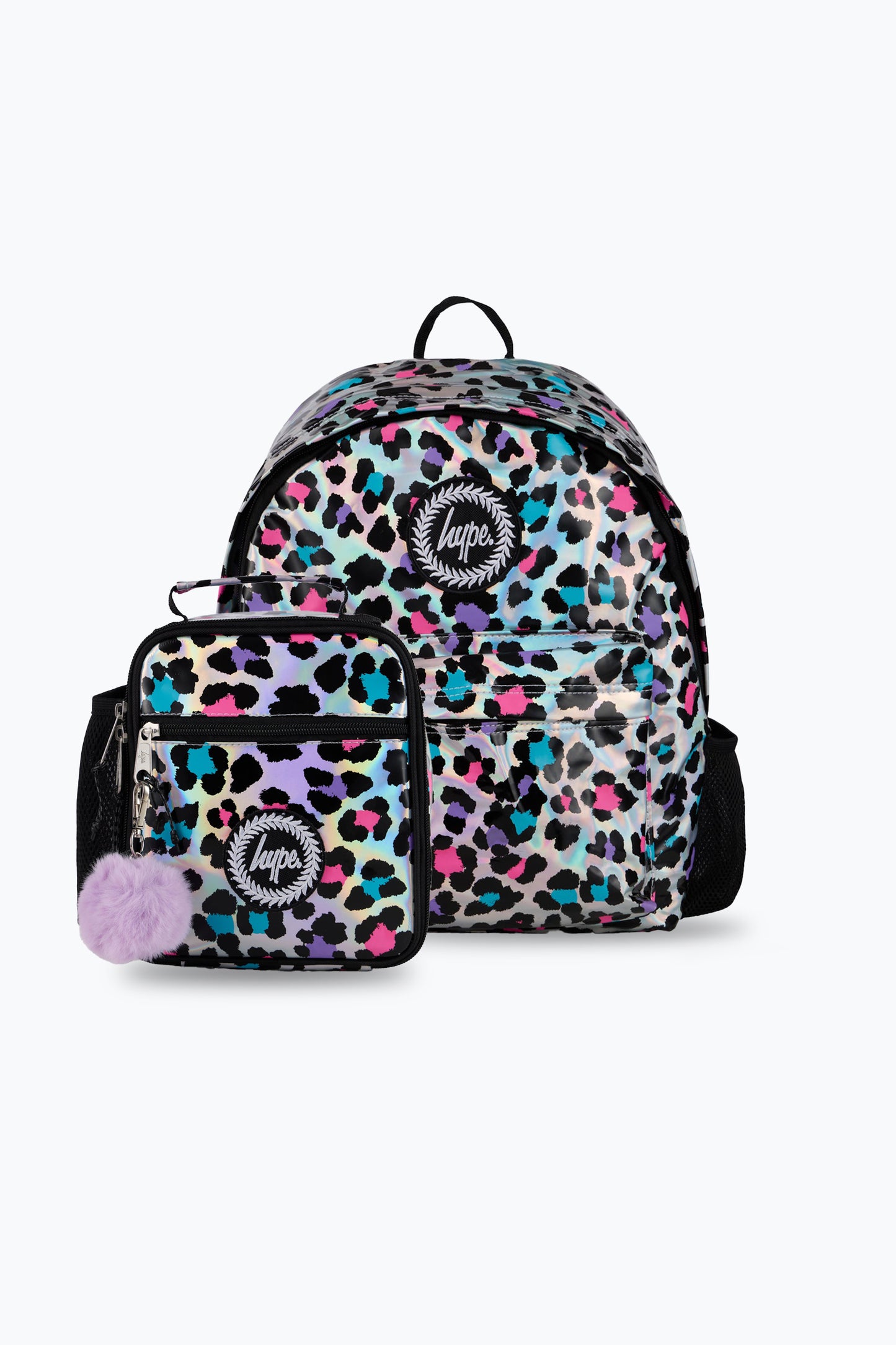 Hype Unisex Silver Leopard Print Backpack & Lunch Bag Bundle