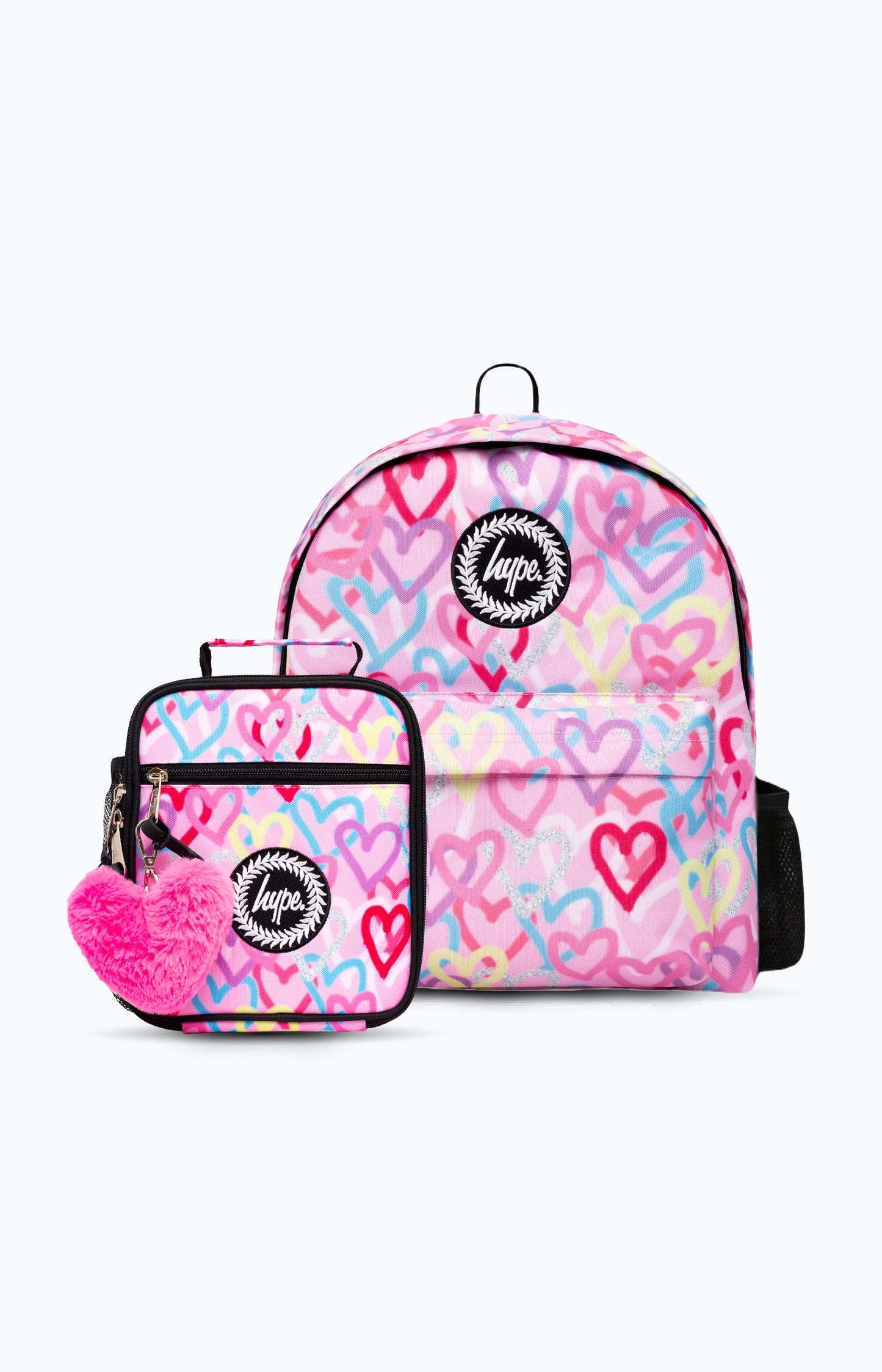 Hype Unisex Pink Graffiti Hearts Backpack & Lunchbag Bundle