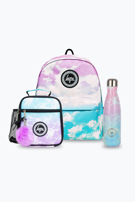 Hype Unisex Cloud Fade Backpack, Lunch Bag & Bottle Bundle