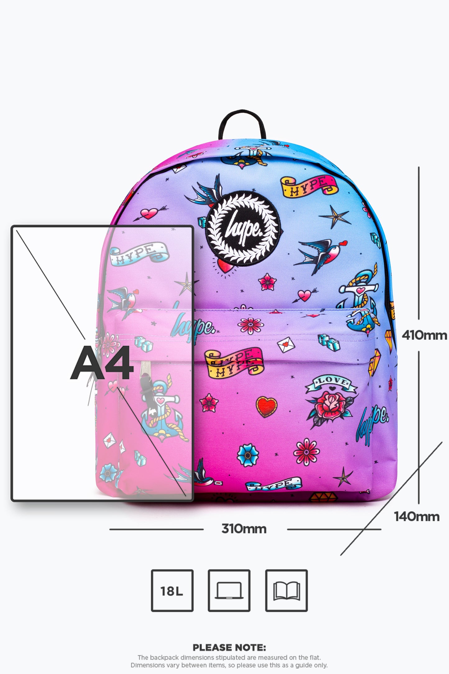 Hype Purple Tattoo Doodle Fade Backpack