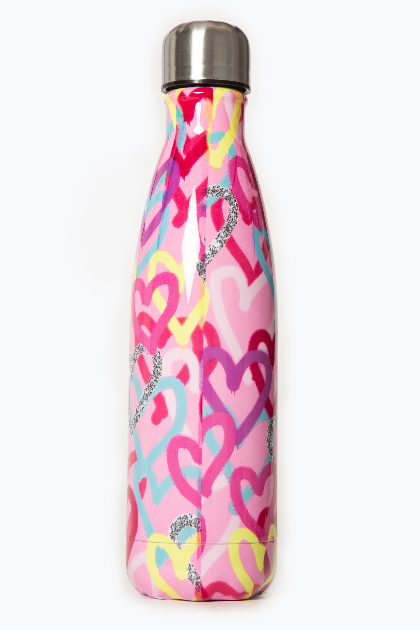 Hype Pink Graffiti Hearts Metal Bottle