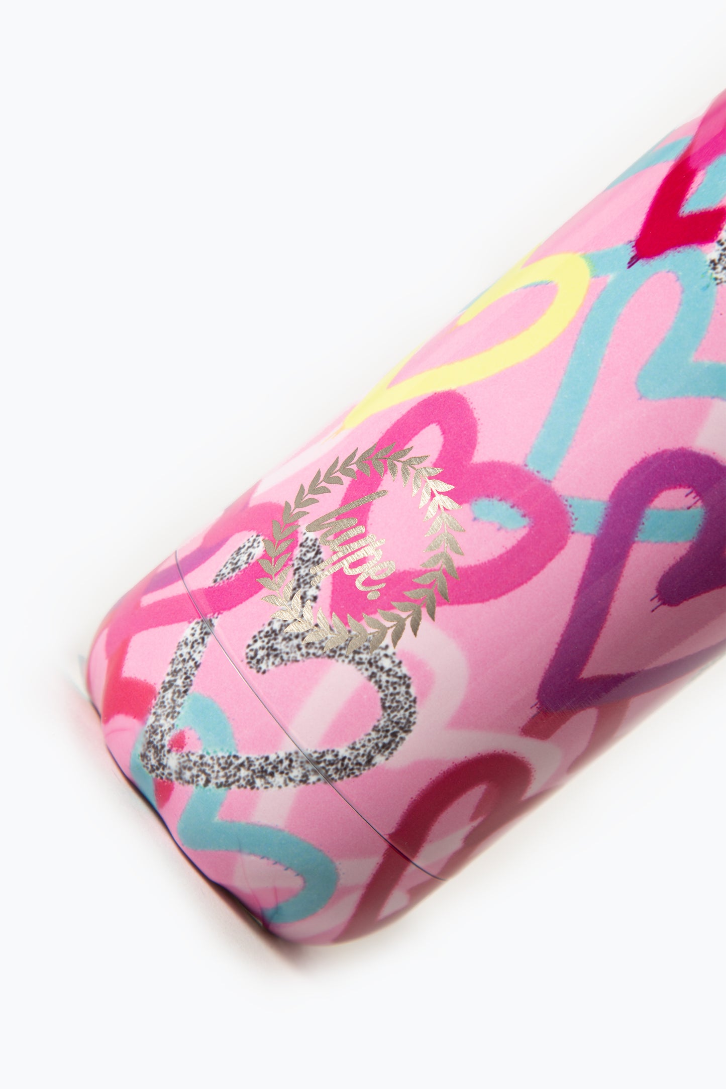 Hype Pink Graffiti Hearts Metal Bottle