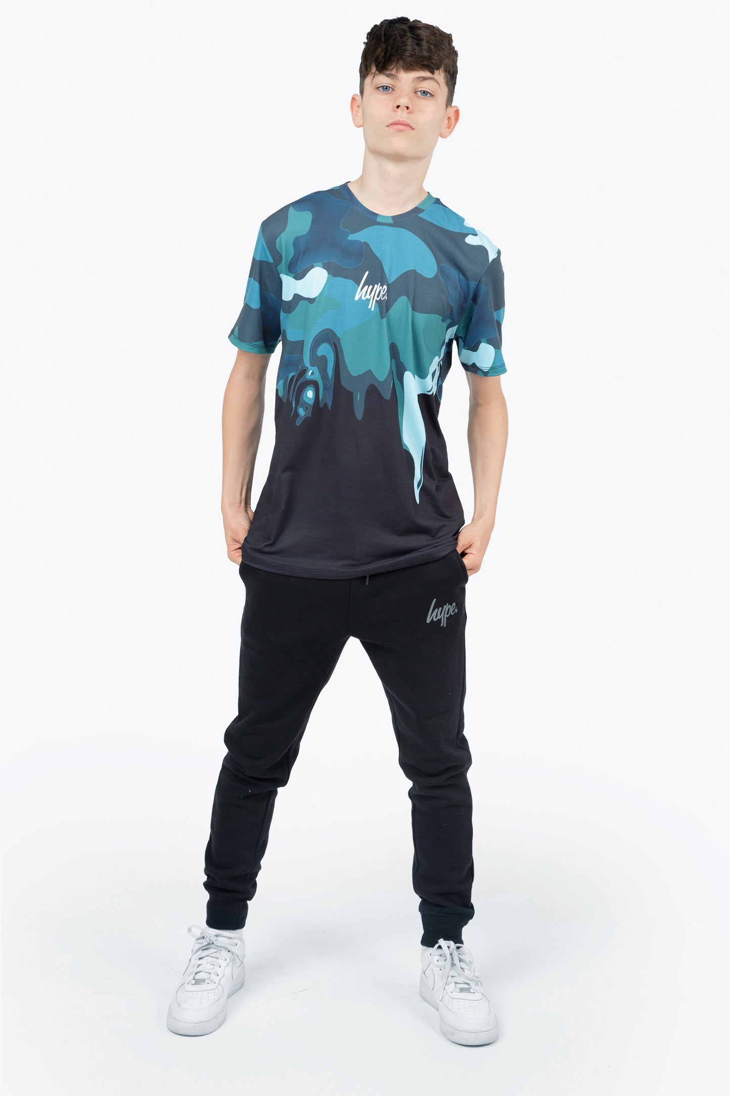 Hype Boys Blue Camo Drip T-Shirt