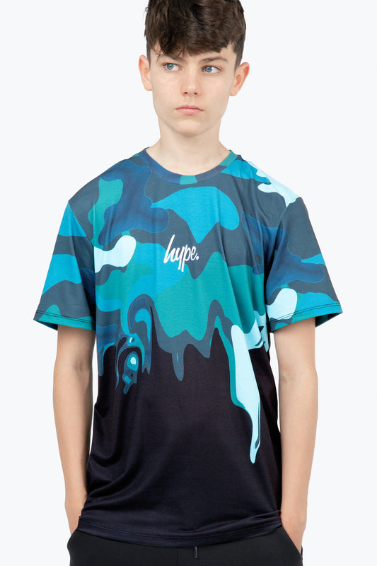 Hype Boys Blue Camo Drip T-Shirt