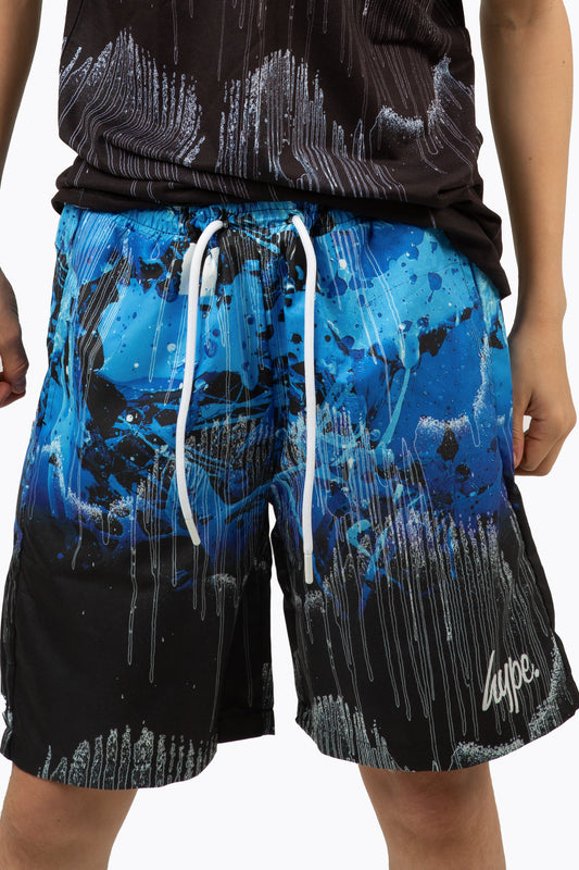 Hype Boys Black Tripple Drip Swim Shorts