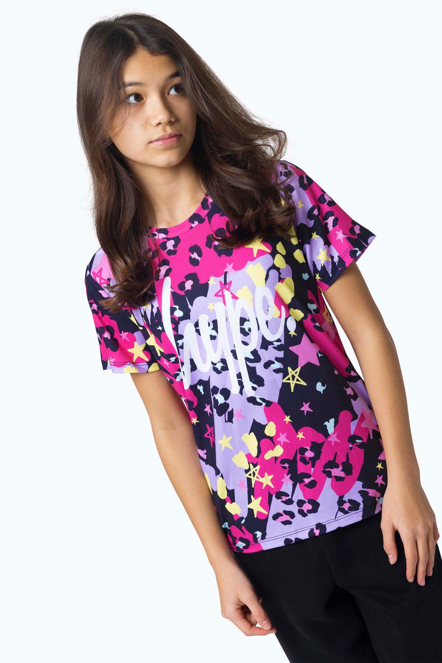 Hype Girls Multi Leopard Doodle T-Shirt