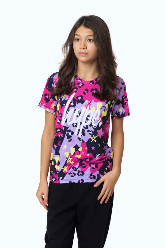 Hype Girls Multi Leopard Doodle T-Shirt