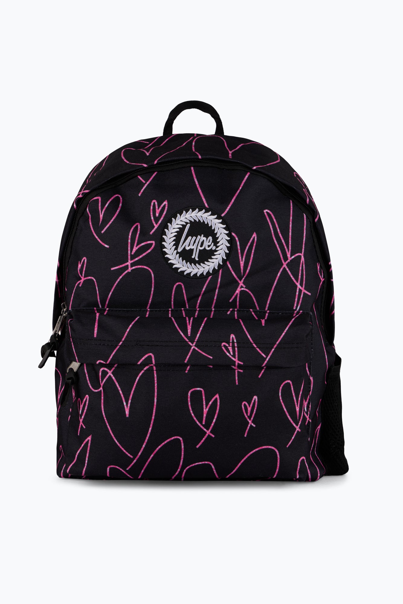 Hype Unisex Black/Pink Glitter Scribble Hearts Backpack