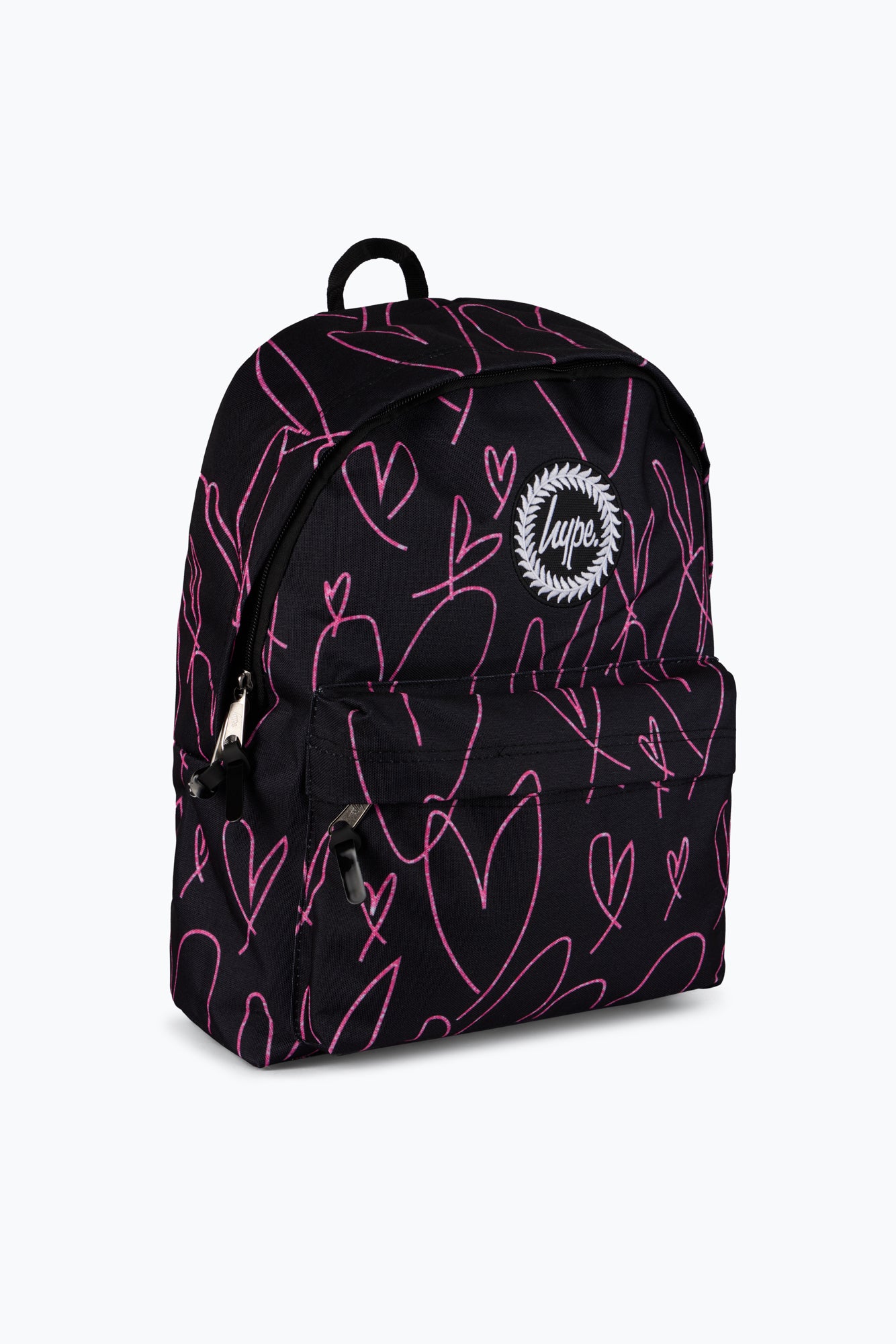 Hype Unisex Black/Pink Glitter Scribble Hearts Backpack