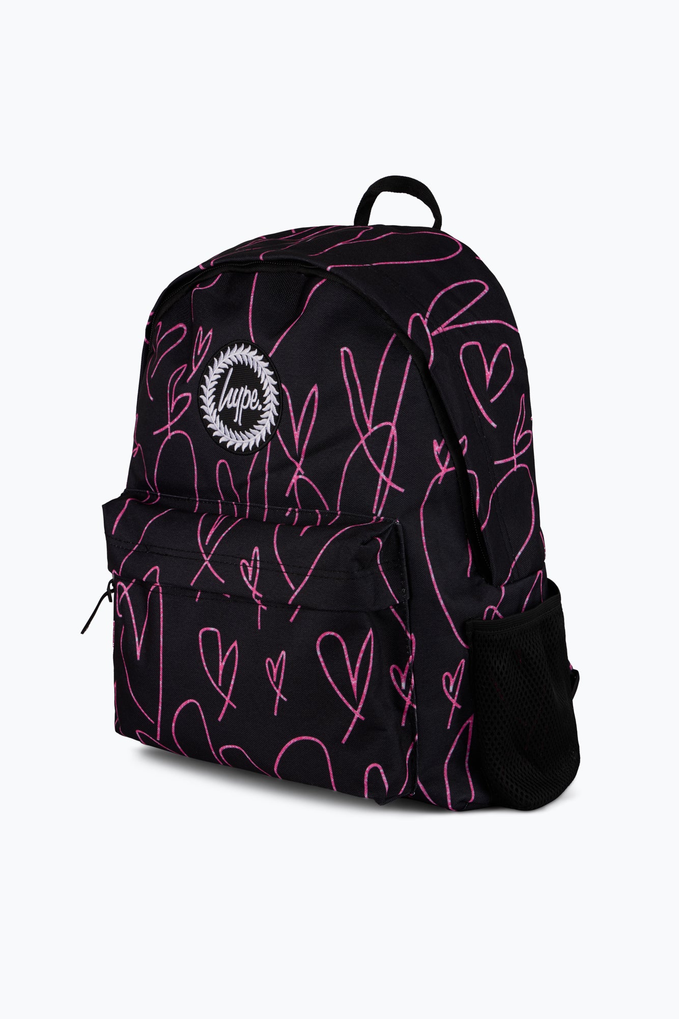 Hype Unisex Black/Pink Glitter Scribble Hearts Backpack