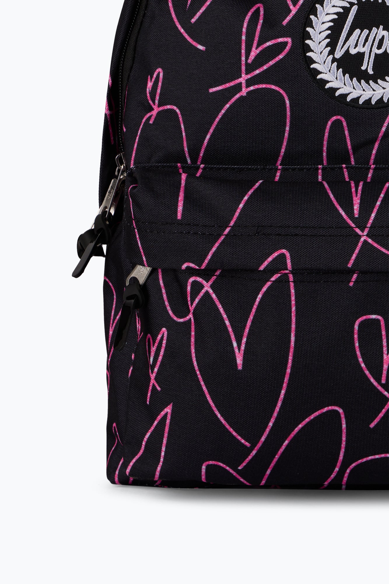 Hype Unisex Black/Pink Glitter Scribble Hearts Backpack