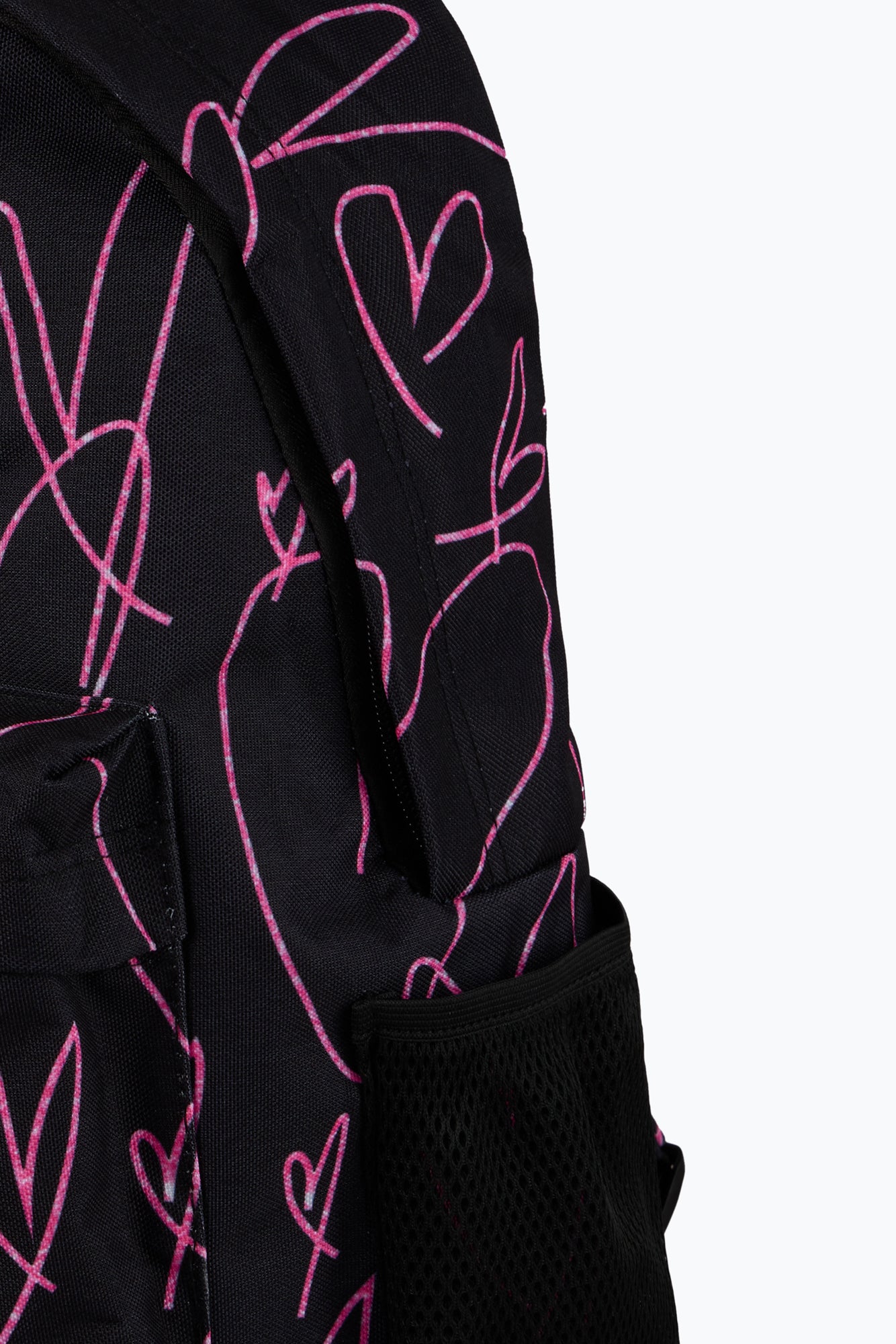 Hype Unisex Black/Pink Glitter Scribble Hearts Backpack