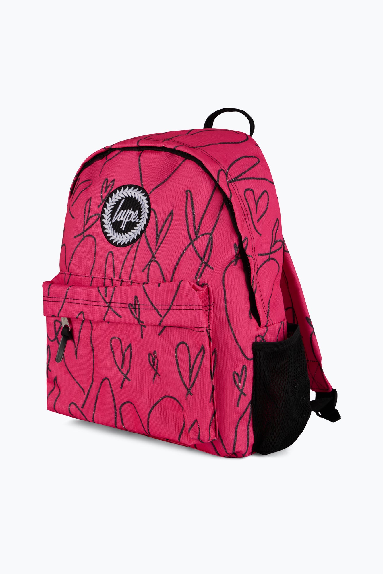 Hype Unisex Pink/Black Scribble Hearts Backpack