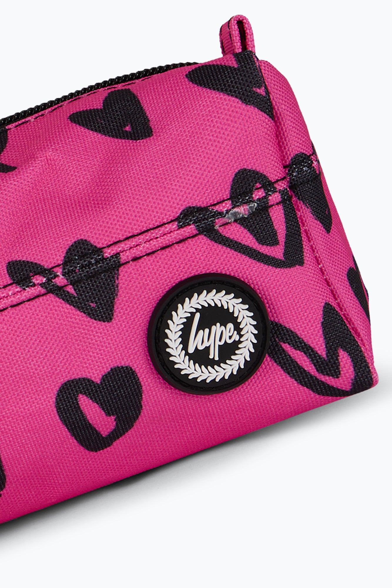Hype Unisex Pink/Black Scribble Hearts Pencil Case
