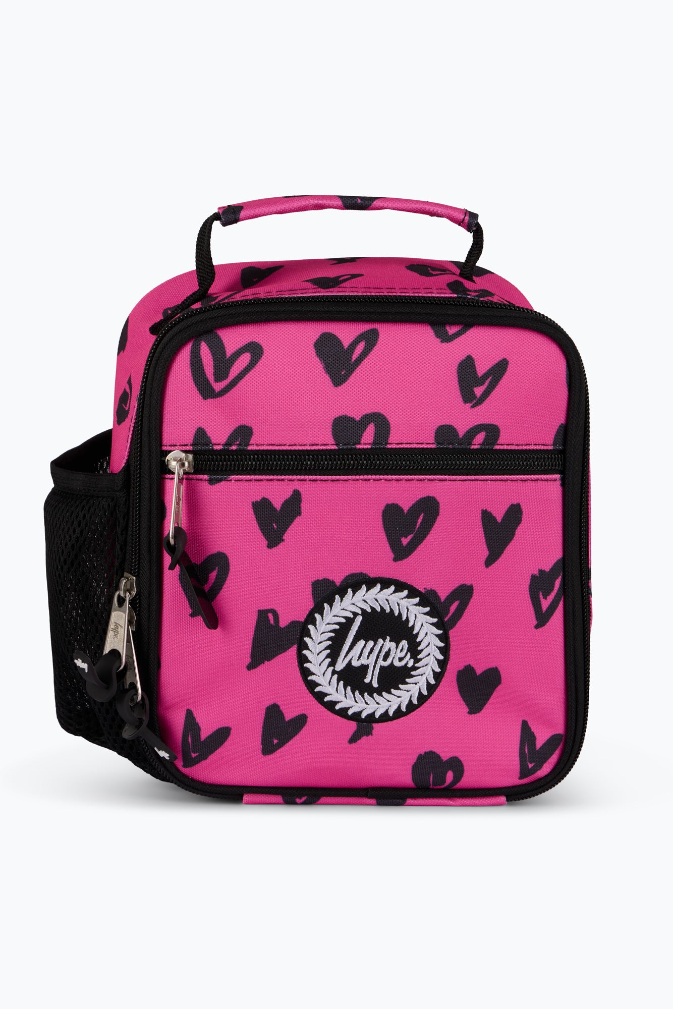 Hype Unisex Pink/Black Scribble Hearts Lunch Bag