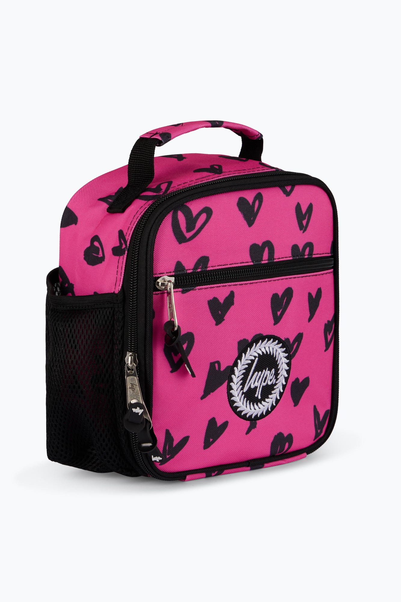 Hype Unisex Pink/Black Scribble Hearts Lunch Bag