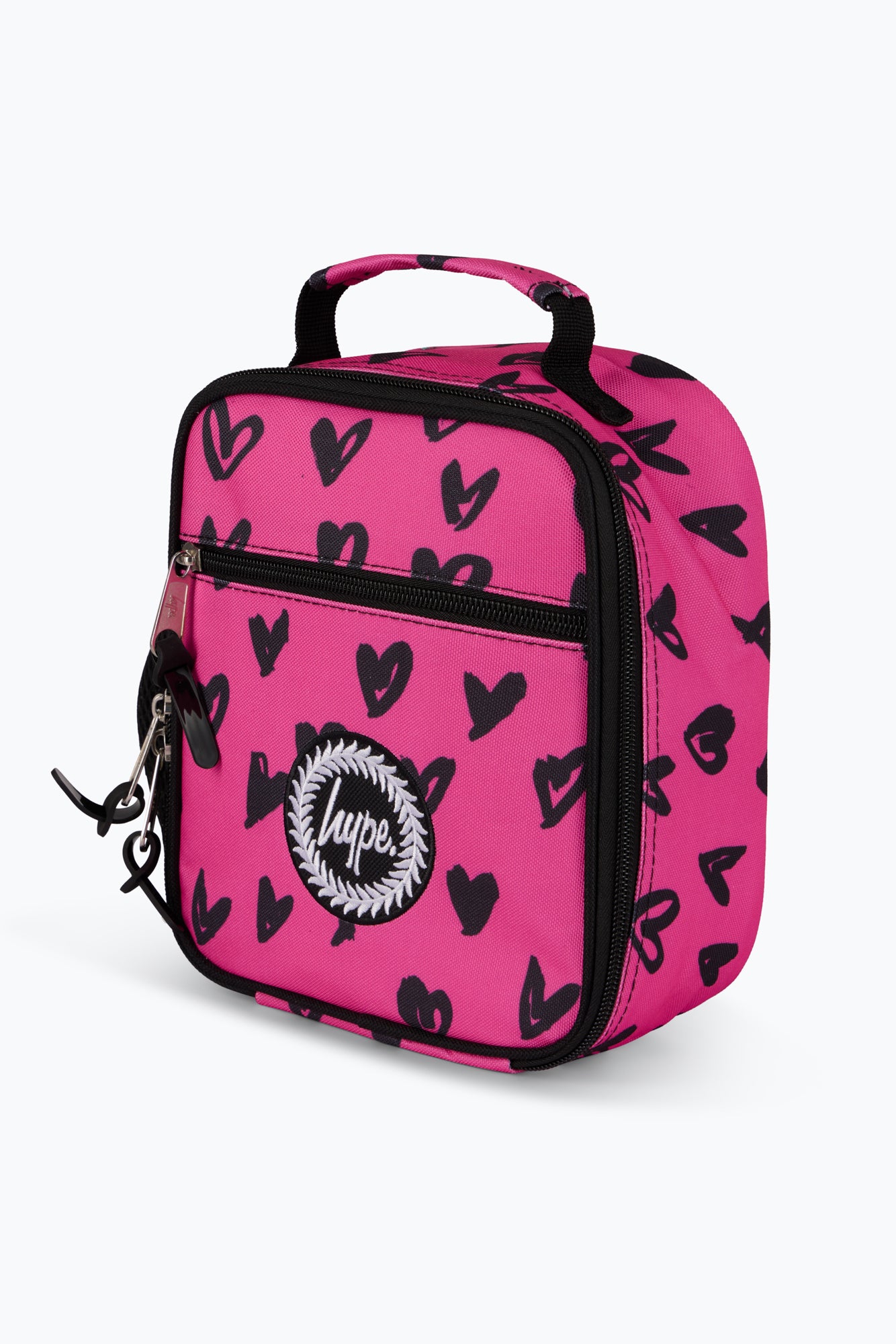 Hype Unisex Pink/Black Scribble Hearts Lunch Bag