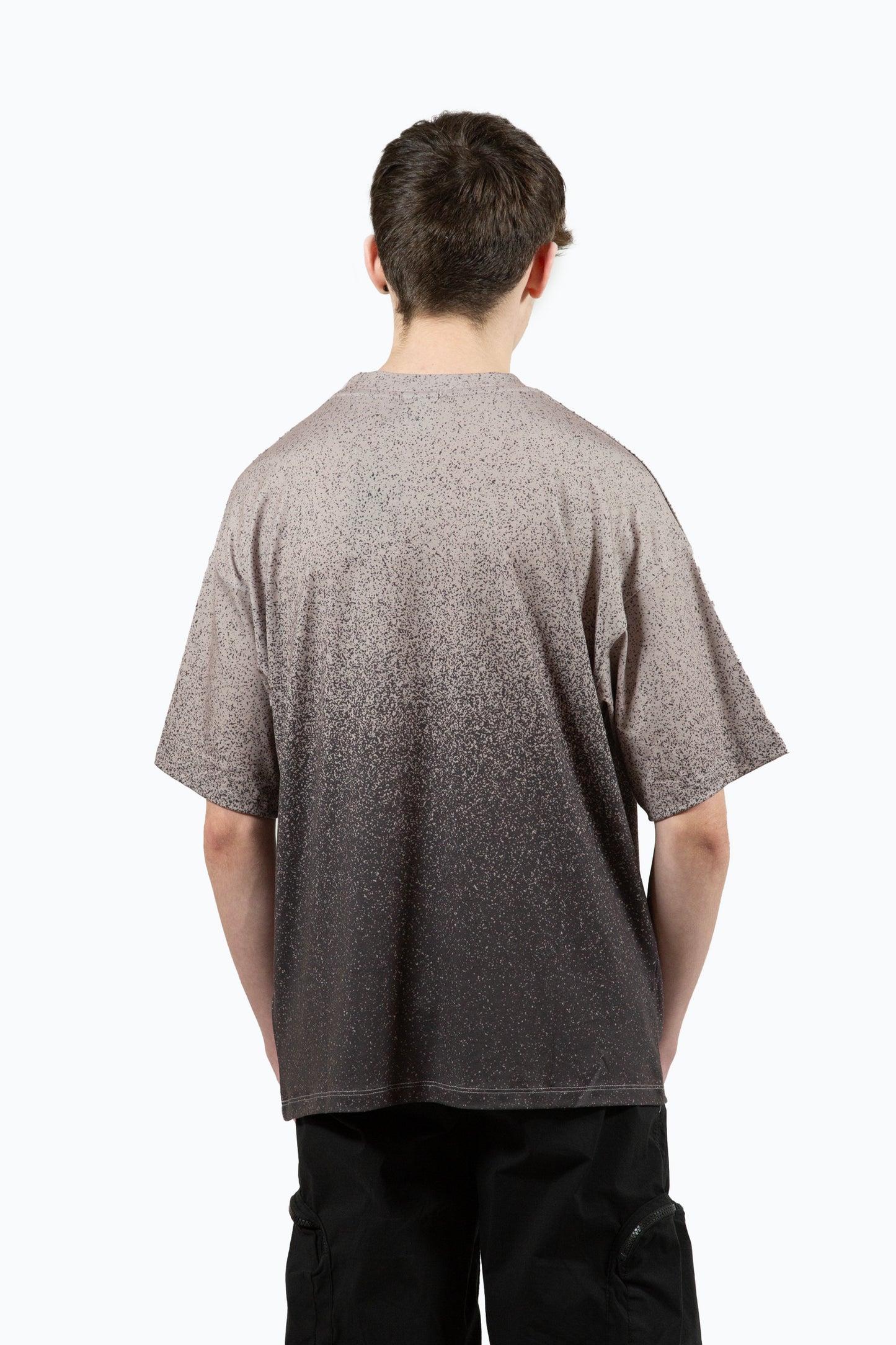 Hype Boys Multi Brown Speckle Fade Script Oversized T-Shirt