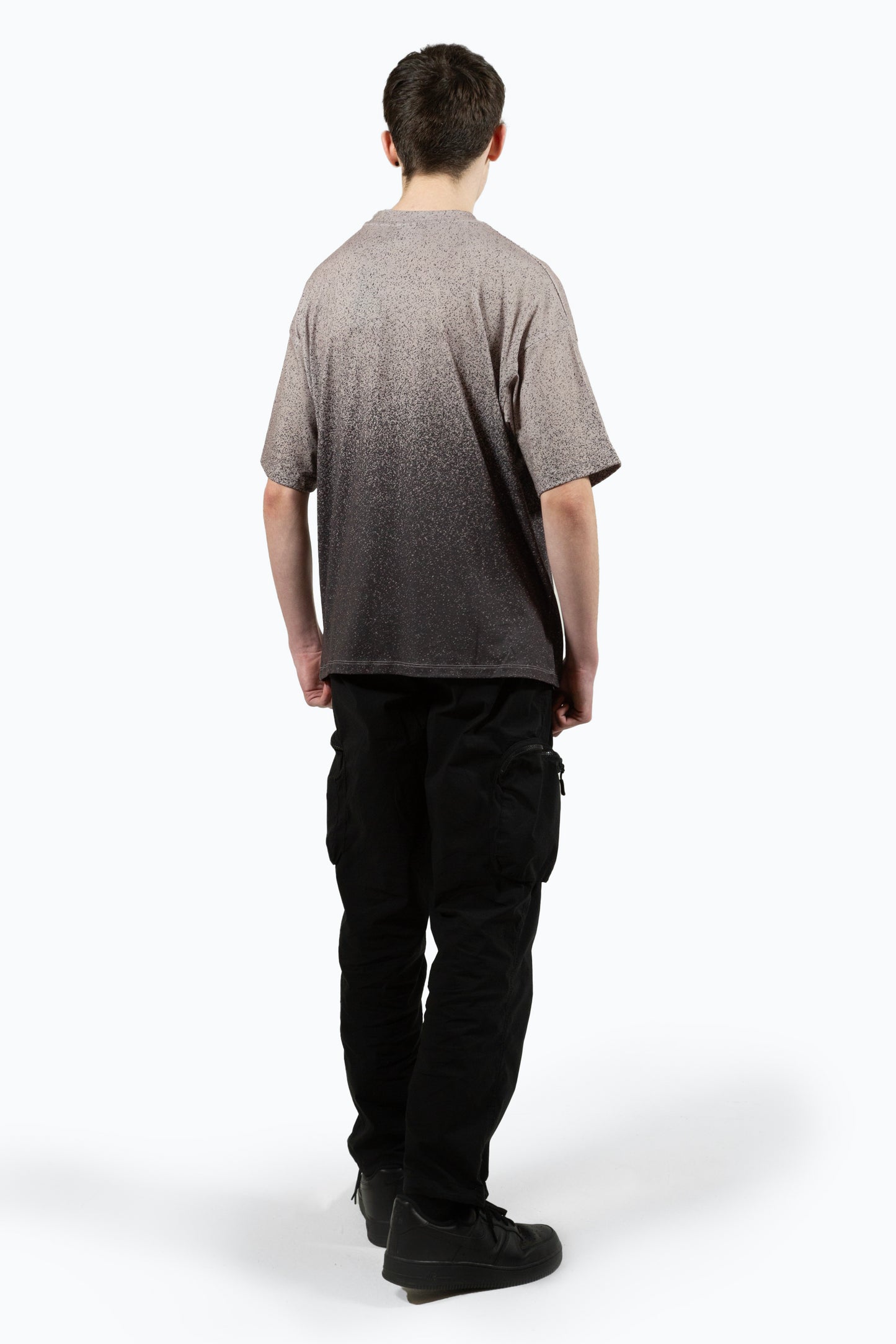 Hype Boys Multi Brown Speckle Fade Script Oversized T-Shirt