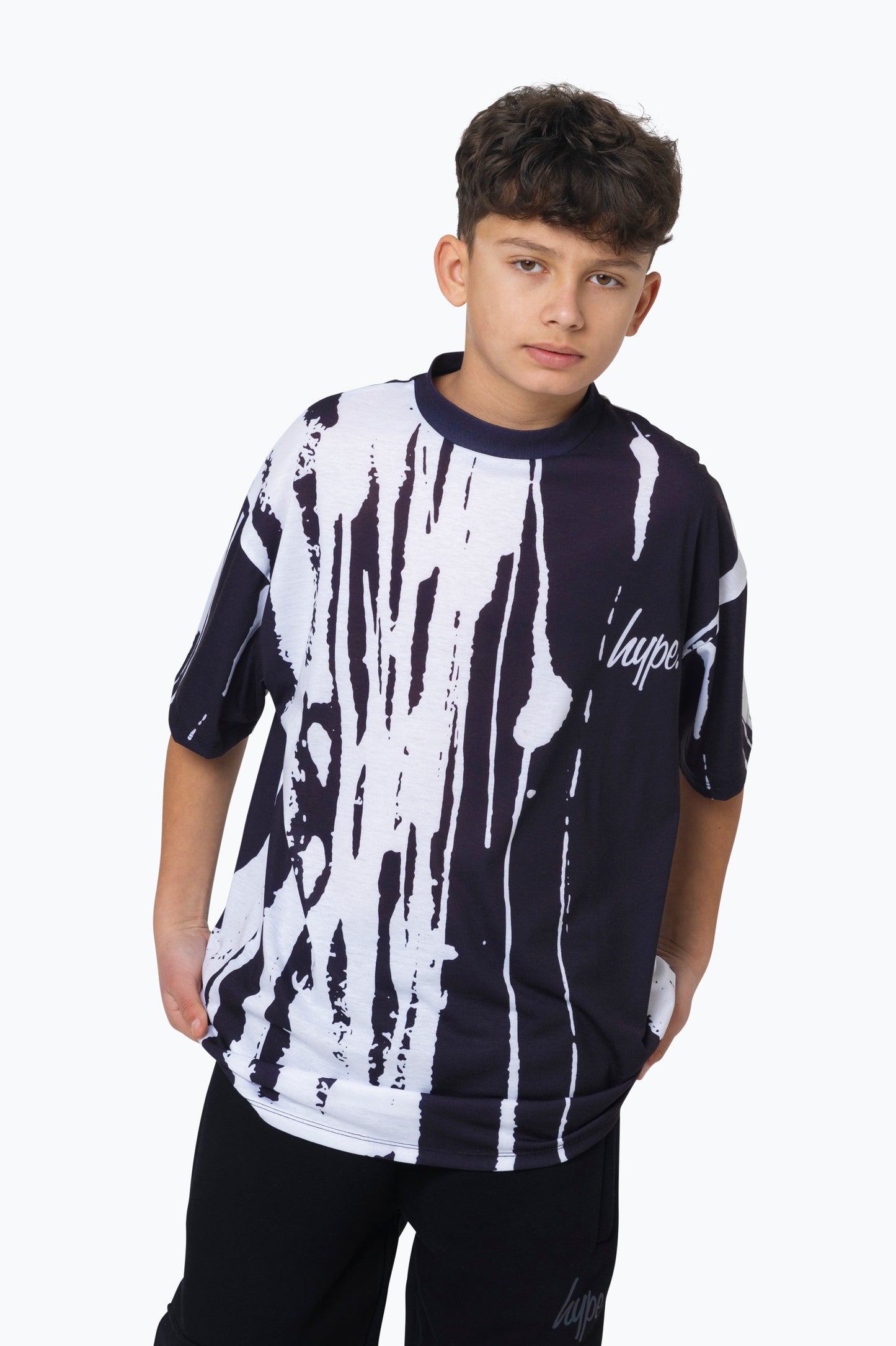 Hype Boys Multi Black Paint Run Oversized T-Shirt