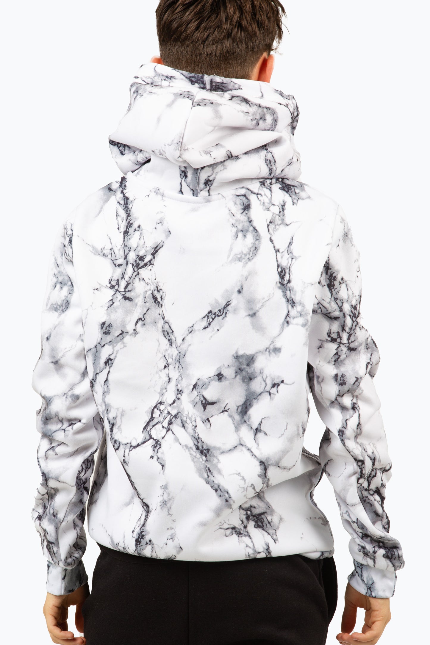 Hype Boys White Marble Mini Script Hoodie