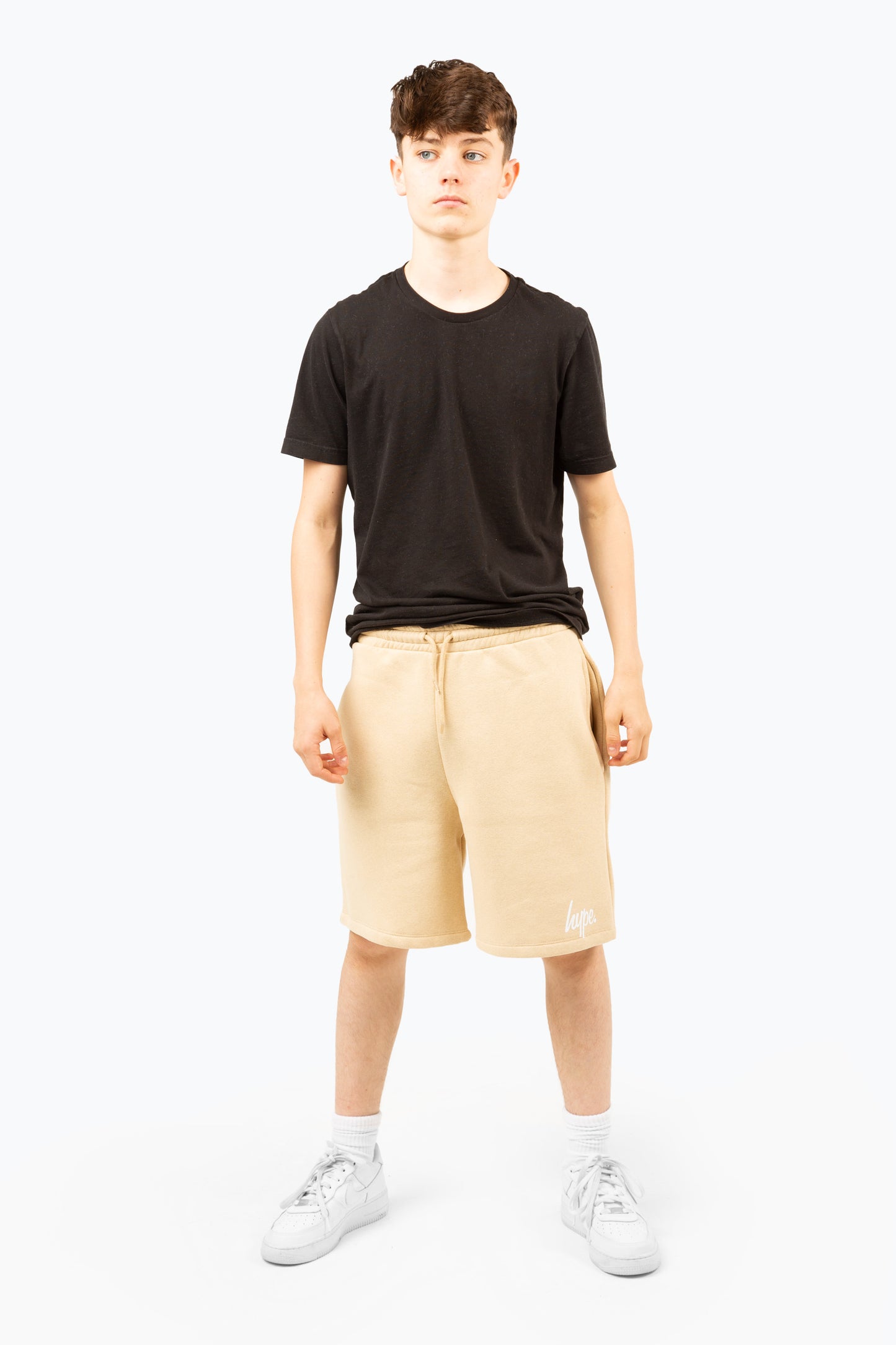 Hype Boys Beige Script Shorts