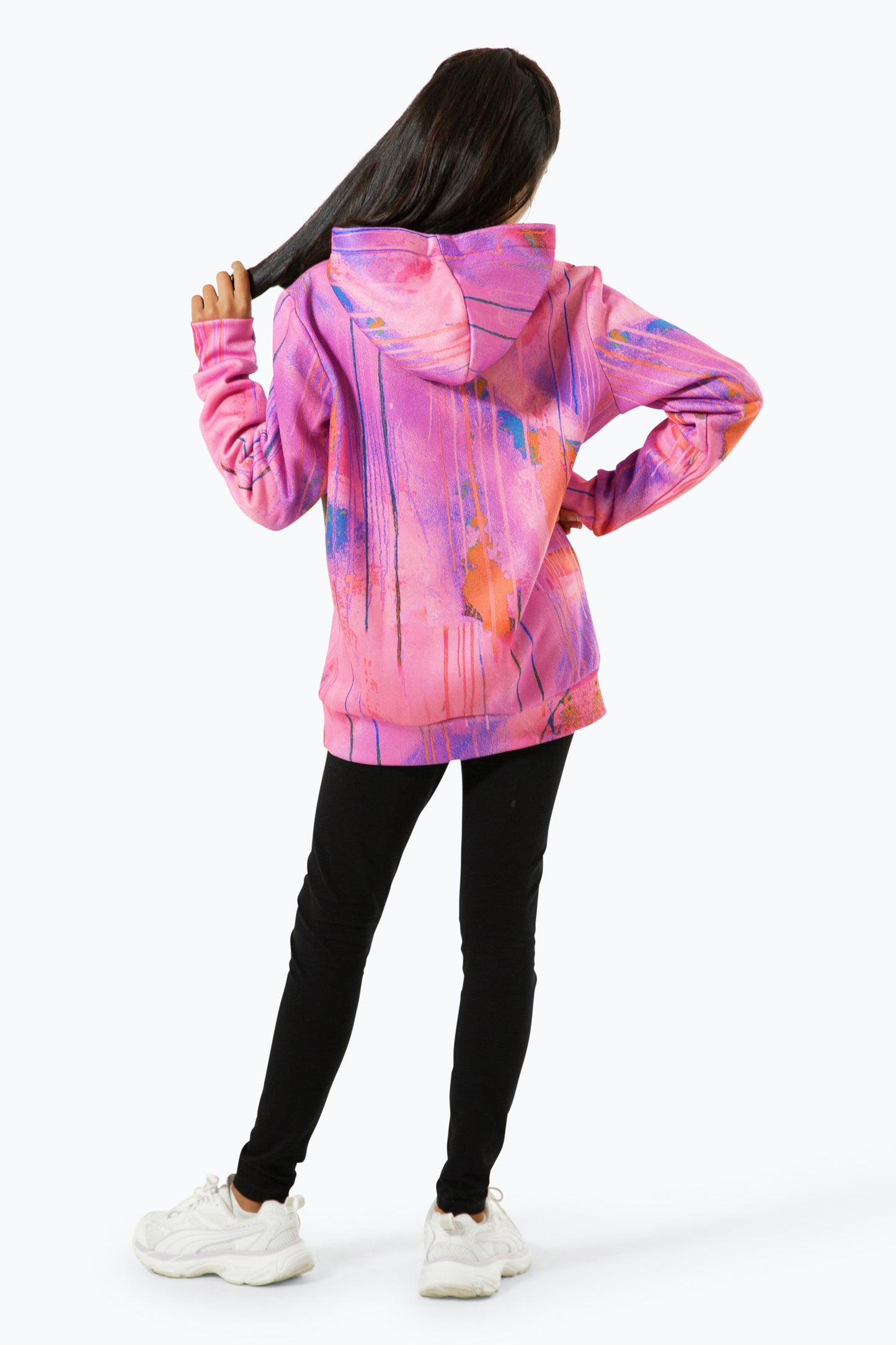 Hype Girls Pink Spray Drip Script Hoodie