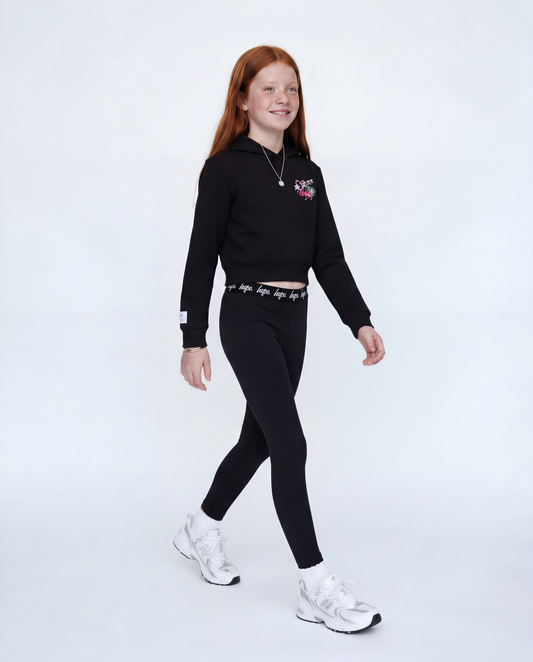 Hype Girls Black Graffiti Cropped Hoodie