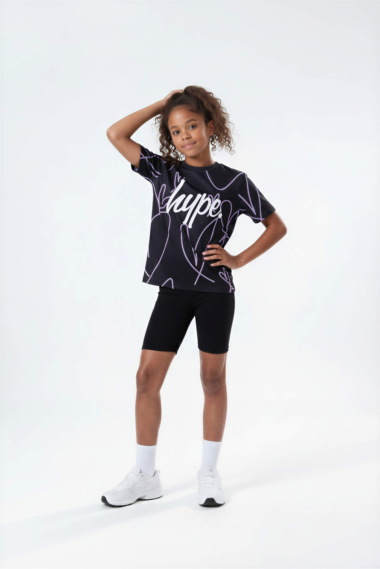 Hype Girls Black Scribble Hearts T-Shirt