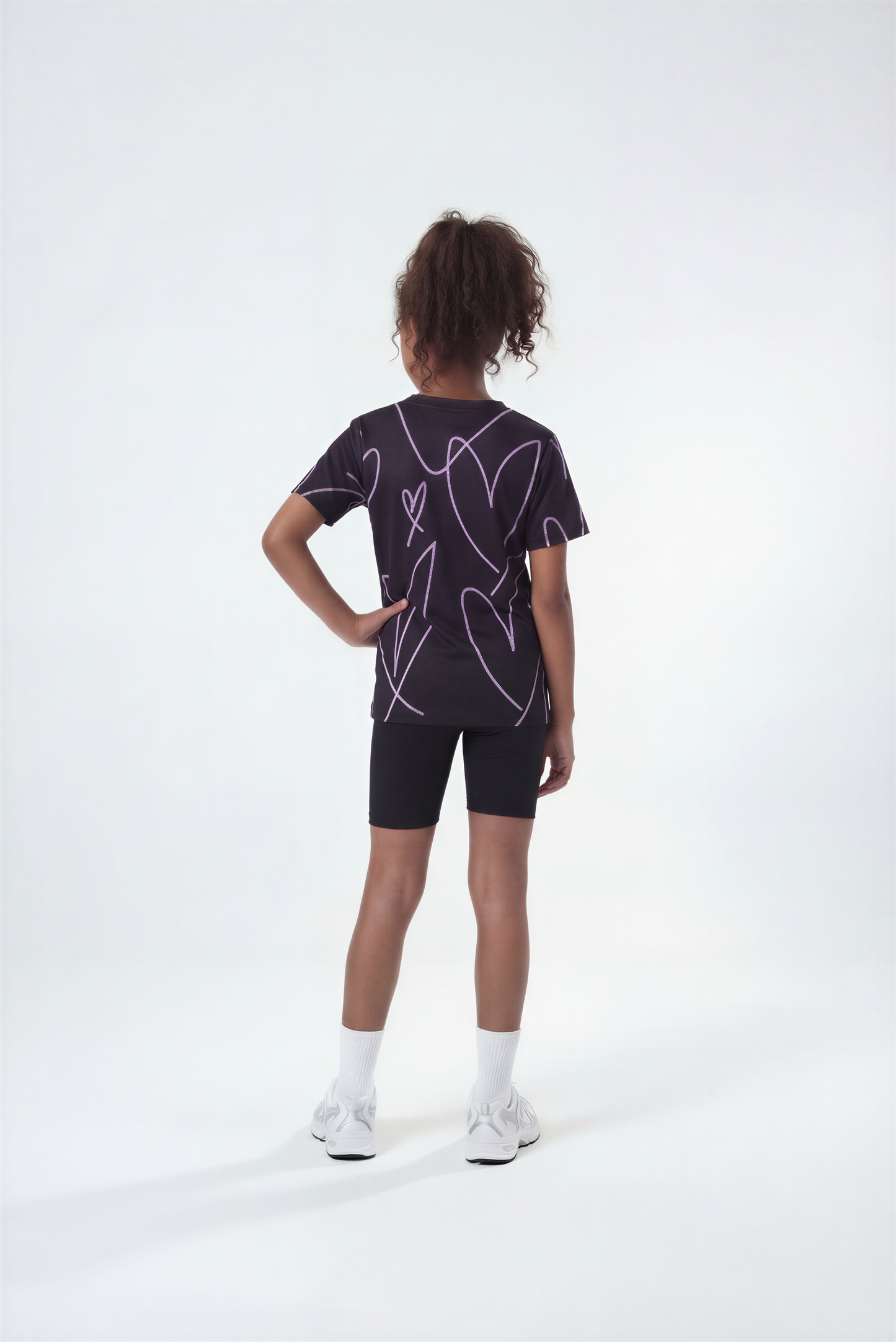 Hype Girls Black Scribble Hearts T-Shirt