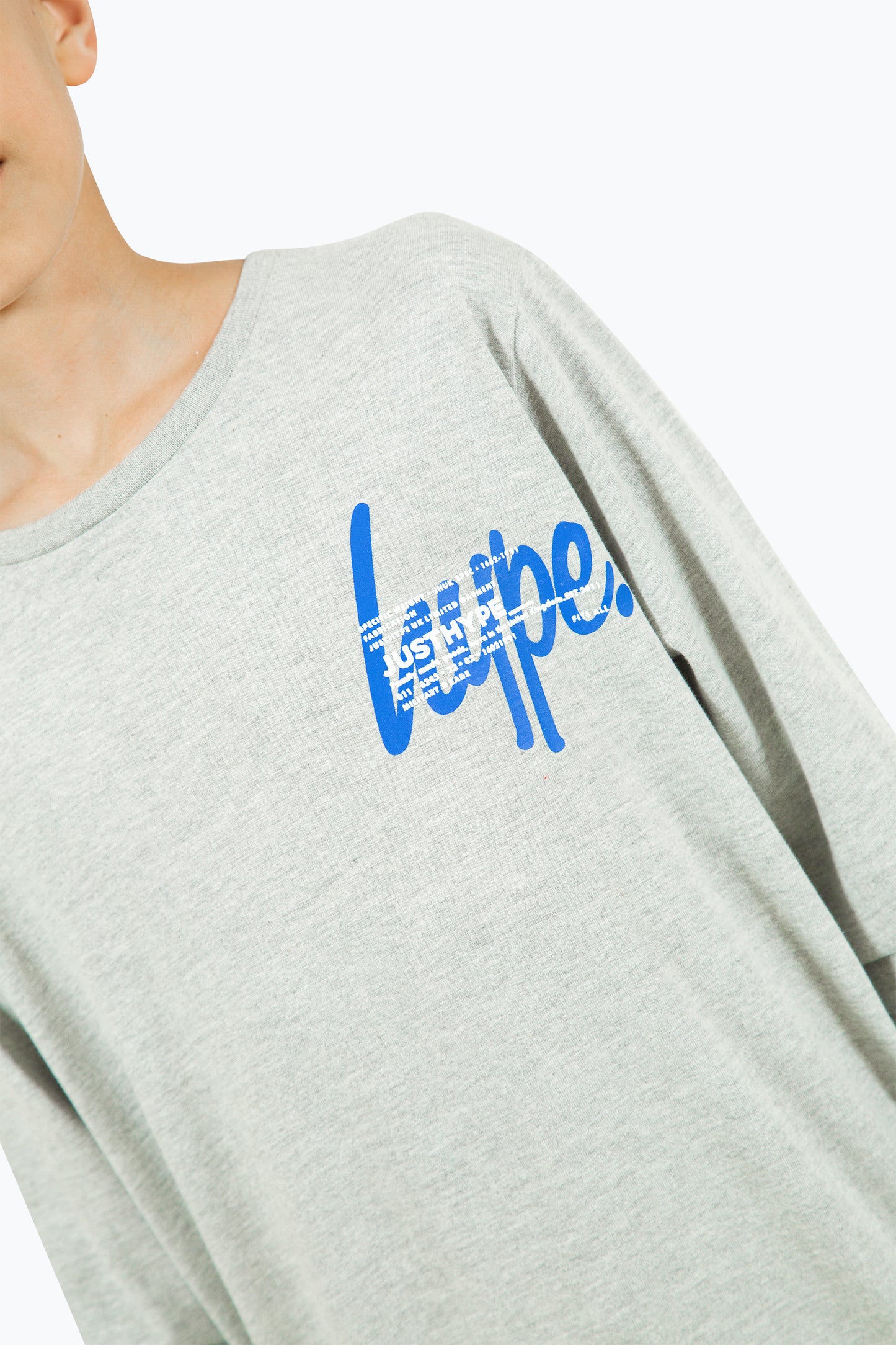 Hype Boys Grey Marl Double Long Sleeve Tee