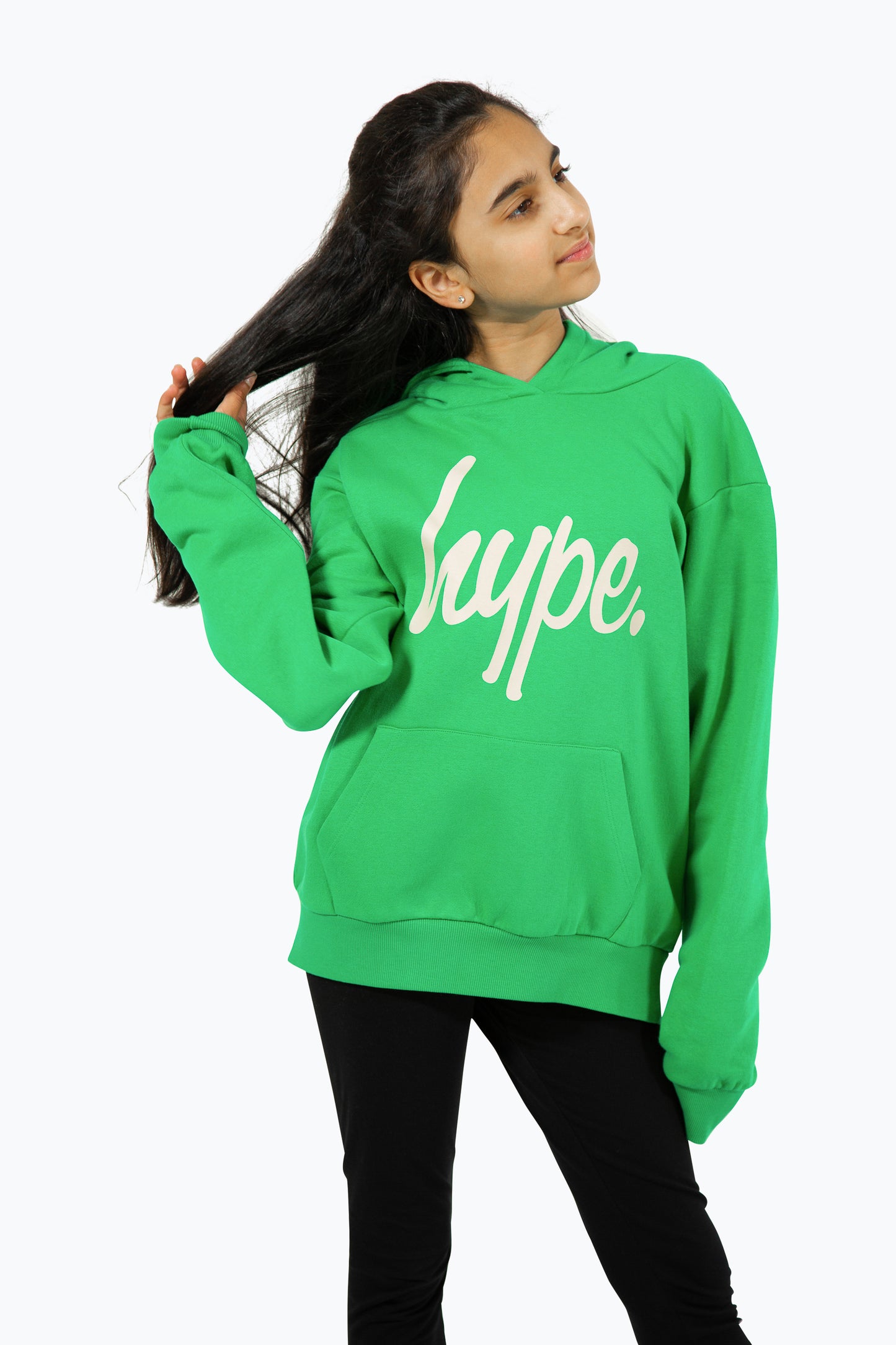 Hype Girls Green Script Hoodie