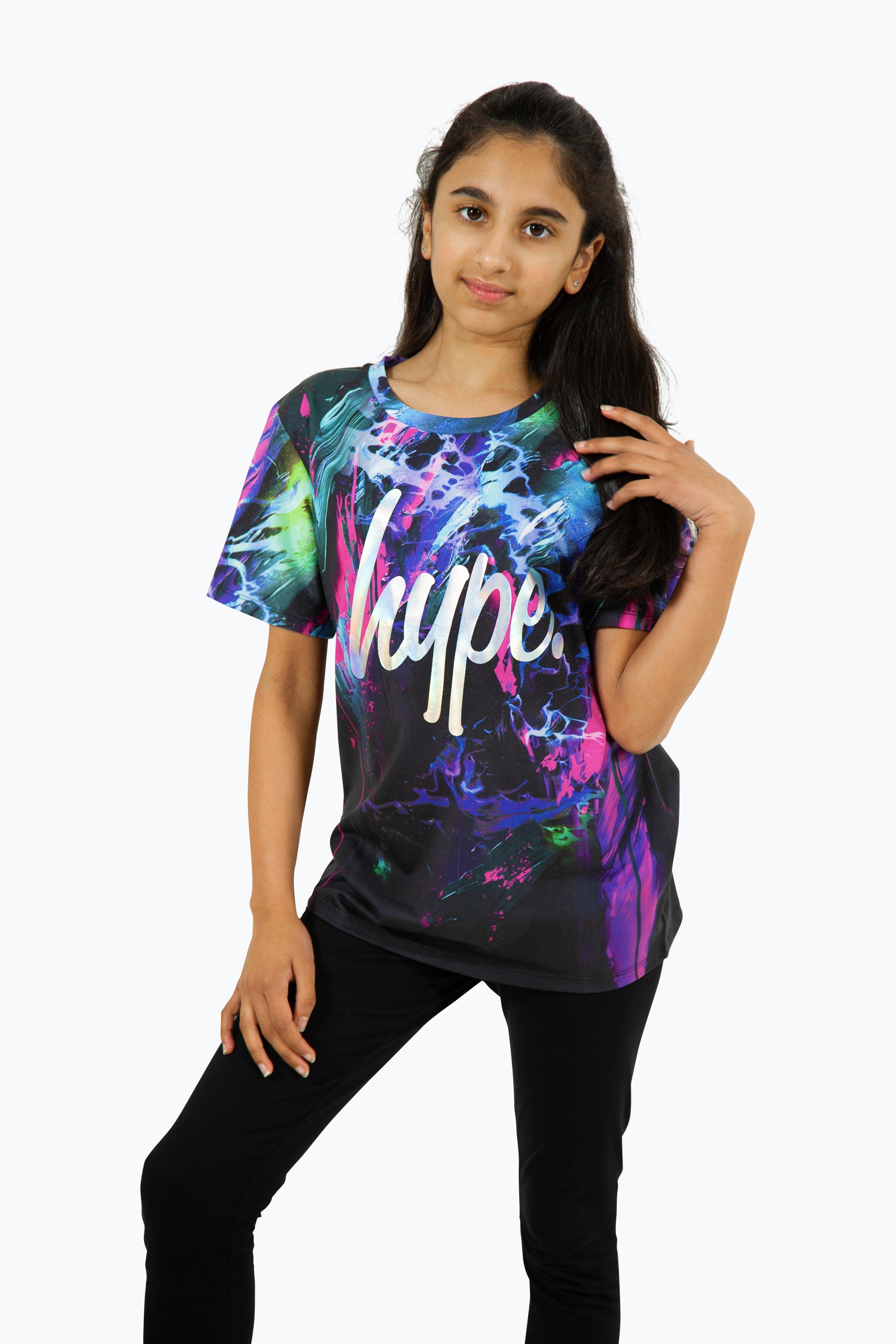 Hype Girls Multi Dark Smudge T-Shirt