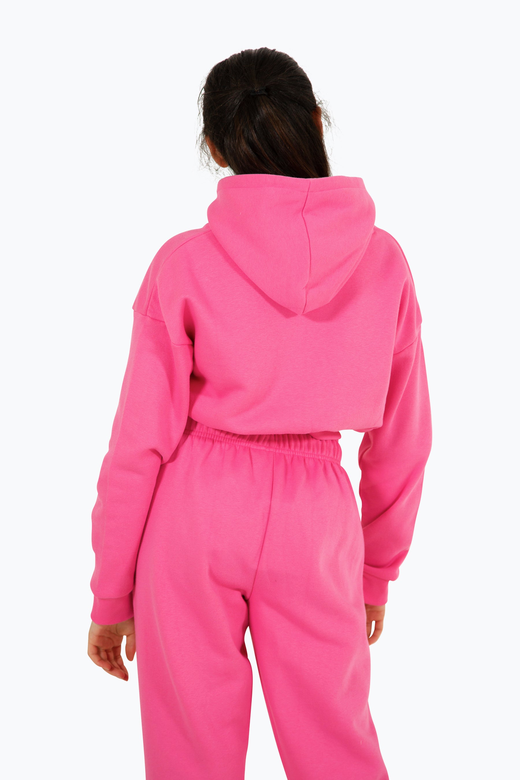 Hype Girls Pink Script Crop Hoodie